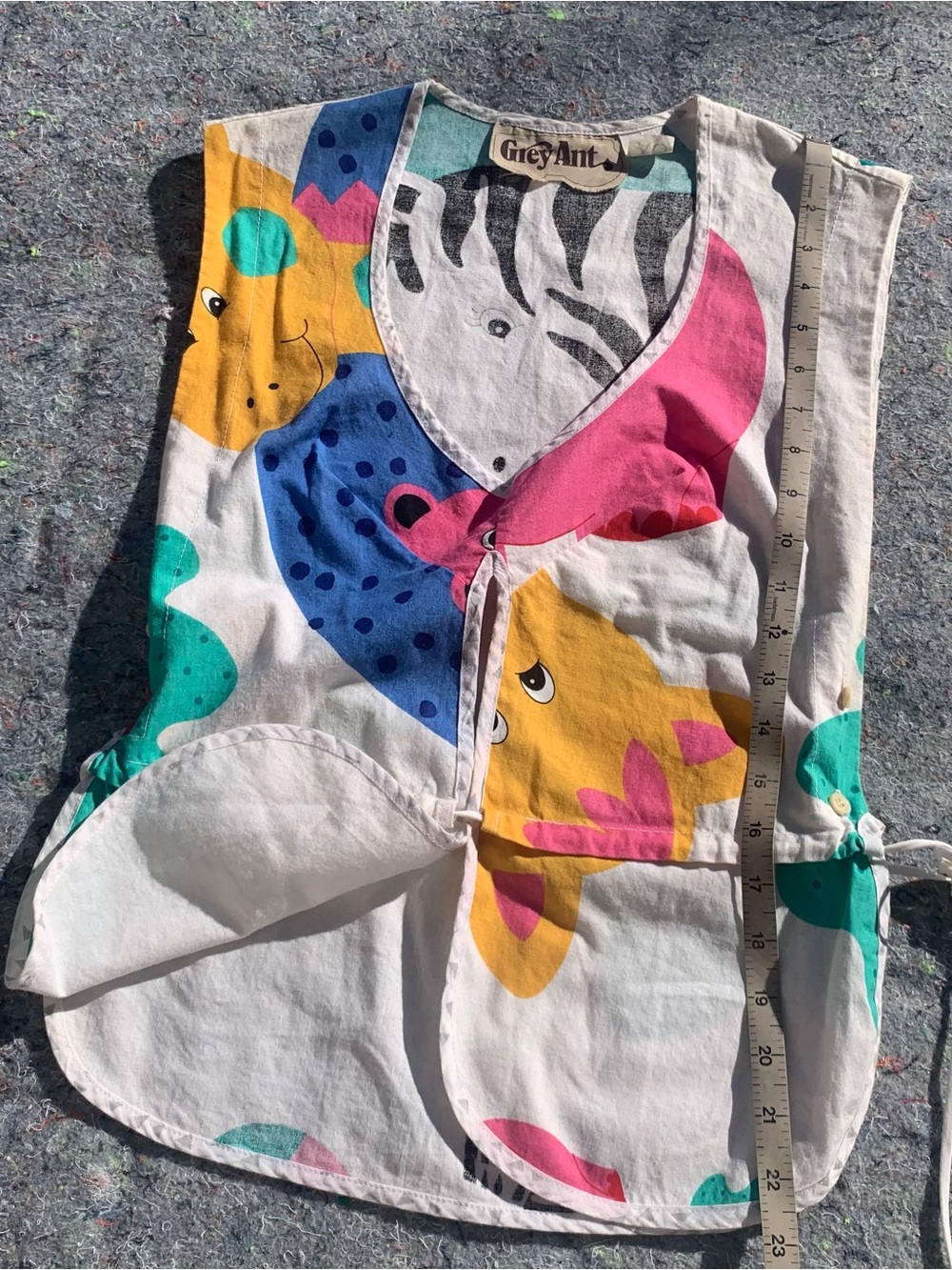 Designer Grey Ant cotton pinafore apron style top w/ a colorful animal print - Picture 11 of 16
